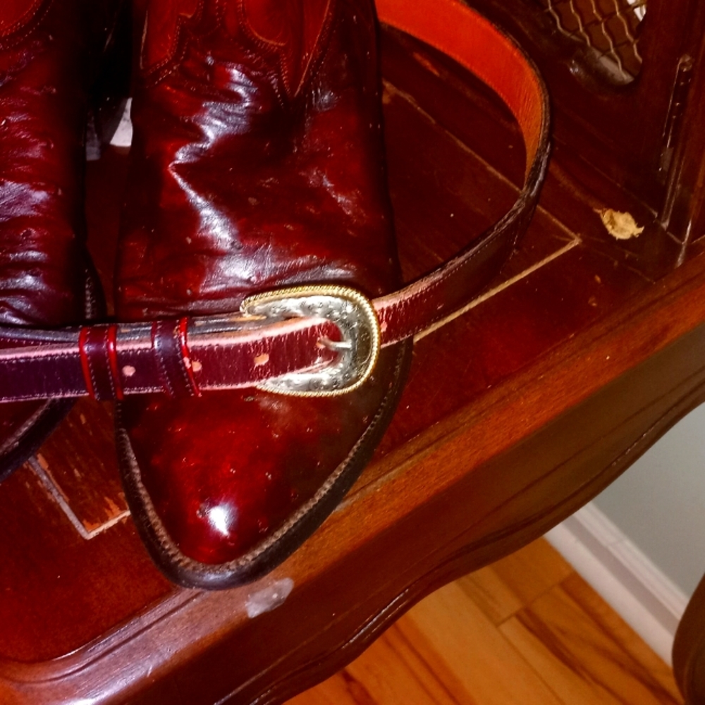 Lucchese Ostrich skin cowboy boots & belt